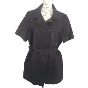 Simply Vera Vera Wang  Black Silver Metallic Cotton Blend Women's Blazer XL